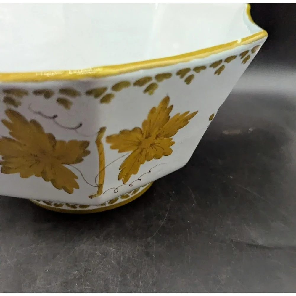 Vintage Italian Faience Pottery Octagon Shaped Salad Pasta Bowl 9'